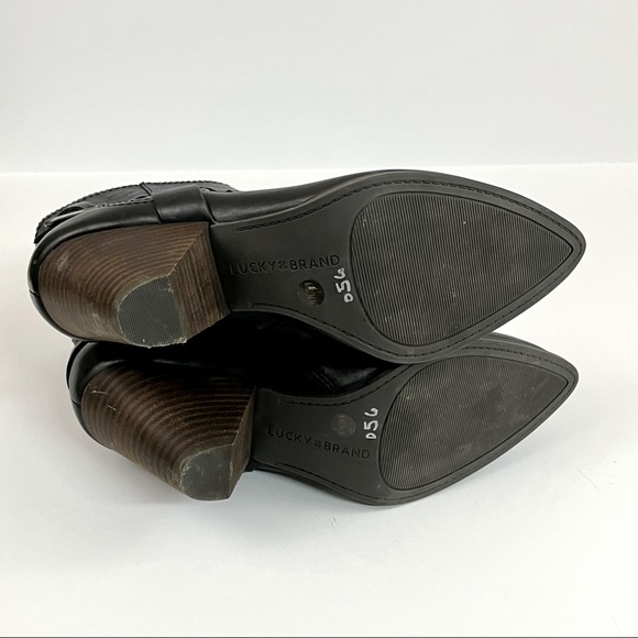 Lucky Brand Majoko Black Leather Harness Boot Heeled Bootie Women’s Size 6 - Picture 9 of 15